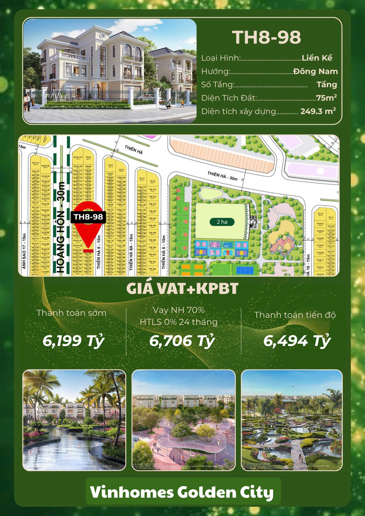 Mở Bán Chính Thức Liền Kề TH8-98 – Phân Khu Thiên Hà, Vinhomes Golden City Hải Phòng 